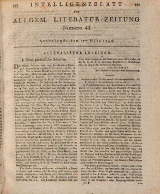 Allgemeine Literatur-Zeitung (Literarisches Zentralblatt für Deutschland) Samstag 17. März 1798