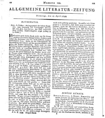 Allgemeine Literatur-Zeitung (Literarisches Zentralblatt für Deutschland) Dienstag 17. April 1798