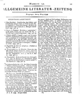 Allgemeine Literatur-Zeitung (Literarisches Zentralblatt für Deutschland) Freitag 4. Mai 1798