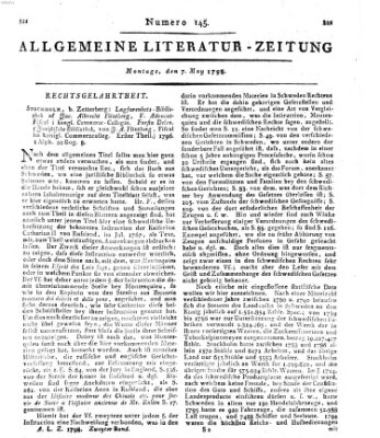 Allgemeine Literatur-Zeitung (Literarisches Zentralblatt für Deutschland) Montag 7. Mai 1798