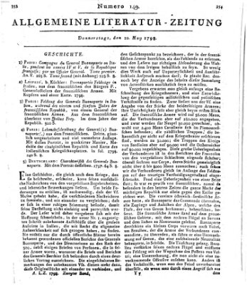 Allgemeine Literatur-Zeitung (Literarisches Zentralblatt für Deutschland) Donnerstag 10. Mai 1798