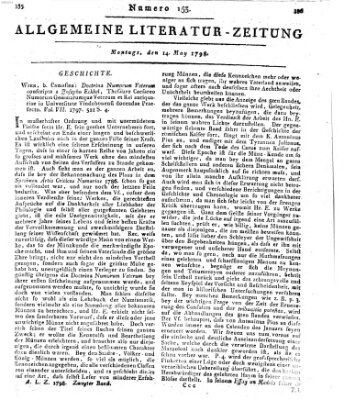 Allgemeine Literatur-Zeitung (Literarisches Zentralblatt für Deutschland) Montag 14. Mai 1798