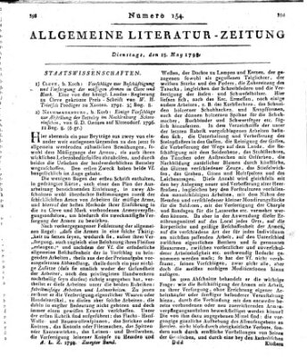 Allgemeine Literatur-Zeitung (Literarisches Zentralblatt für Deutschland) Dienstag 15. Mai 1798