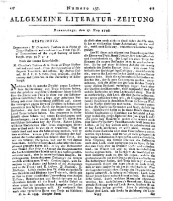 Allgemeine Literatur-Zeitung (Literarisches Zentralblatt für Deutschland) Donnerstag 17. Mai 1798