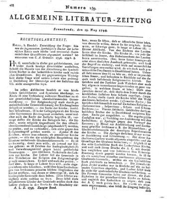 Allgemeine Literatur-Zeitung (Literarisches Zentralblatt für Deutschland) Samstag 19. Mai 1798