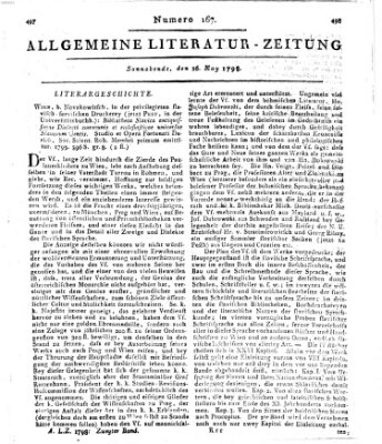 Allgemeine Literatur-Zeitung (Literarisches Zentralblatt für Deutschland) Samstag 26. Mai 1798