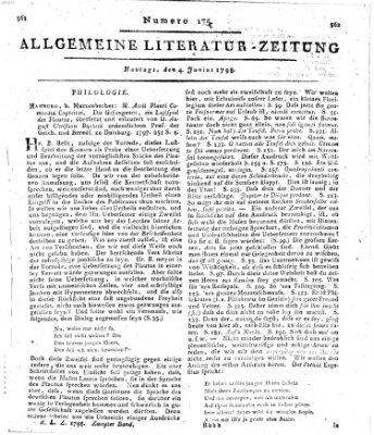 Allgemeine Literatur-Zeitung (Literarisches Zentralblatt für Deutschland) Montag 4. Juni 1798