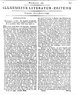 Allgemeine Literatur-Zeitung (Literarisches Zentralblatt für Deutschland) Freitag 8. Juni 1798