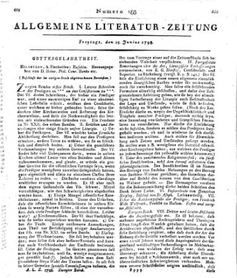 Allgemeine Literatur-Zeitung (Literarisches Zentralblatt für Deutschland) Freitag 15. Juni 1798