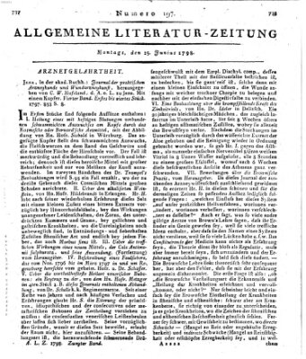 Allgemeine Literatur-Zeitung (Literarisches Zentralblatt für Deutschland) Montag 25. Juni 1798