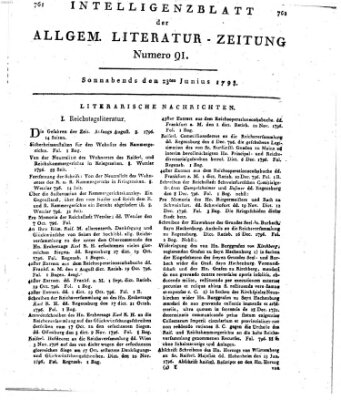 Allgemeine Literatur-Zeitung (Literarisches Zentralblatt für Deutschland) Samstag 23. Juni 1798