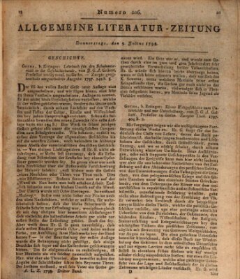 Allgemeine Literatur-Zeitung (Literarisches Zentralblatt für Deutschland) Donnerstag 5. Juli 1798