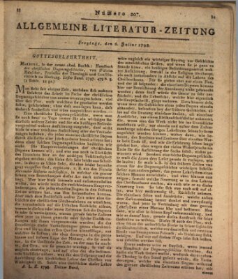 Allgemeine Literatur-Zeitung (Literarisches Zentralblatt für Deutschland) Freitag 6. Juli 1798