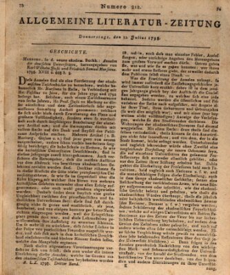 Allgemeine Literatur-Zeitung (Literarisches Zentralblatt für Deutschland) Donnerstag 12. Juli 1798