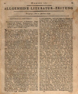 Allgemeine Literatur-Zeitung (Literarisches Zentralblatt für Deutschland) Freitag 13. Juli 1798