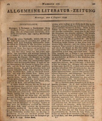 Allgemeine Literatur-Zeitung (Literarisches Zentralblatt für Deutschland) Montag 6. August 1798