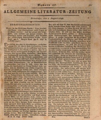 Allgemeine Literatur-Zeitung (Literarisches Zentralblatt für Deutschland) Dienstag 7. August 1798