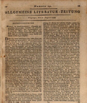 Allgemeine Literatur-Zeitung (Literarisches Zentralblatt für Deutschland) Freitag 10. August 1798