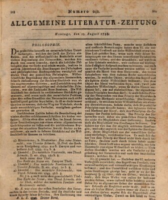 Allgemeine Literatur-Zeitung (Literarisches Zentralblatt für Deutschland) Montag 13. August 1798