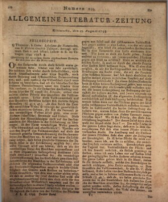 Allgemeine Literatur-Zeitung (Literarisches Zentralblatt für Deutschland) Mittwoch 15. August 1798