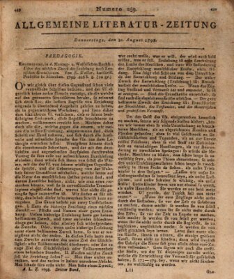 Allgemeine Literatur-Zeitung (Literarisches Zentralblatt für Deutschland) Donnerstag 30. August 1798