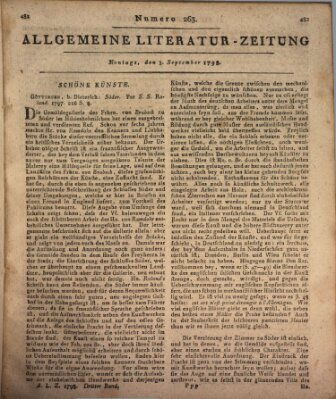 Allgemeine Literatur-Zeitung (Literarisches Zentralblatt für Deutschland) Montag 3. September 1798