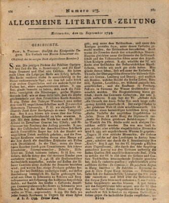 Allgemeine Literatur-Zeitung (Literarisches Zentralblatt für Deutschland) Mittwoch 12. September 1798