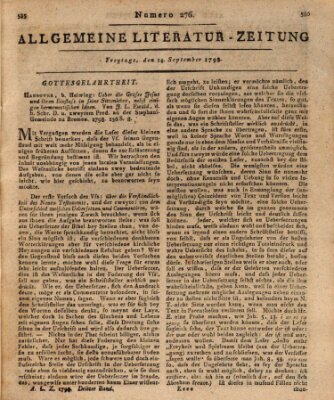 Allgemeine Literatur-Zeitung (Literarisches Zentralblatt für Deutschland) Freitag 14. September 1798