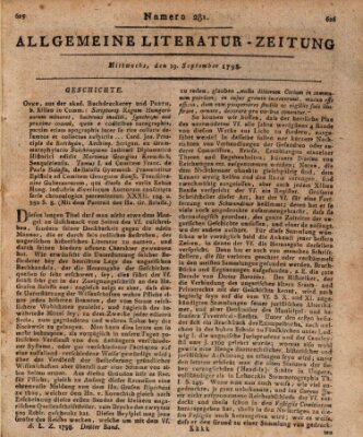 Allgemeine Literatur-Zeitung (Literarisches Zentralblatt für Deutschland) Mittwoch 19. September 1798