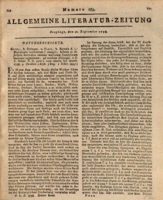 Allgemeine Literatur-Zeitung (Literarisches Zentralblatt für Deutschland) Freitag 21. September 1798