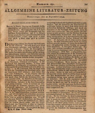 Allgemeine Literatur-Zeitung (Literarisches Zentralblatt für Deutschland) Donnerstag 27. September 1798