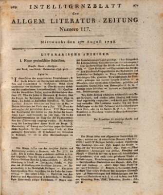 Allgemeine Literatur-Zeitung (Literarisches Zentralblatt für Deutschland) Mittwoch 15. August 1798