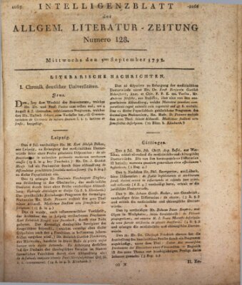 Allgemeine Literatur-Zeitung (Literarisches Zentralblatt für Deutschland) Mittwoch 5. September 1798