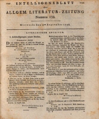 Allgemeine Literatur-Zeitung (Literarisches Zentralblatt für Deutschland) Mittwoch 12. September 1798