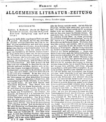 Allgemeine Literatur-Zeitung (Literarisches Zentralblatt für Deutschland) Dienstag 2. Oktober 1798