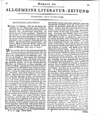 Allgemeine Literatur-Zeitung (Literarisches Zentralblatt für Deutschland) Samstag 6. Oktober 1798