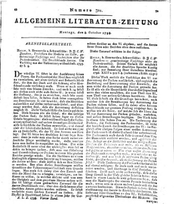 Allgemeine Literatur-Zeitung (Literarisches Zentralblatt für Deutschland) Montag 8. Oktober 1798