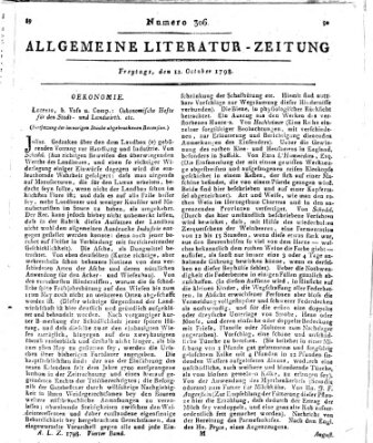 Allgemeine Literatur-Zeitung (Literarisches Zentralblatt für Deutschland) Freitag 12. Oktober 1798