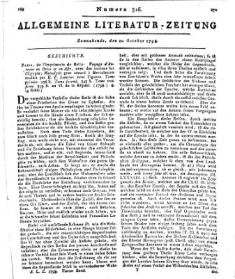 Allgemeine Literatur-Zeitung (Literarisches Zentralblatt für Deutschland) Samstag 20. Oktober 1798