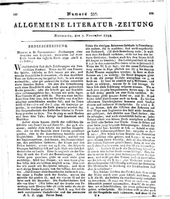 Allgemeine Literatur-Zeitung (Literarisches Zentralblatt für Deutschland) Mittwoch 7. November 1798