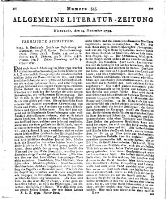 Allgemeine Literatur-Zeitung (Literarisches Zentralblatt für Deutschland) Mittwoch 14. November 1798