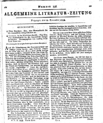 Allgemeine Literatur-Zeitung (Literarisches Zentralblatt für Deutschland) Freitag 23. November 1798