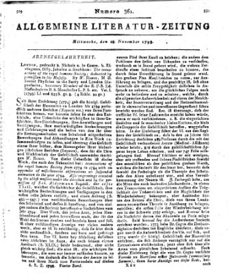 Allgemeine Literatur-Zeitung (Literarisches Zentralblatt für Deutschland) Mittwoch 28. November 1798