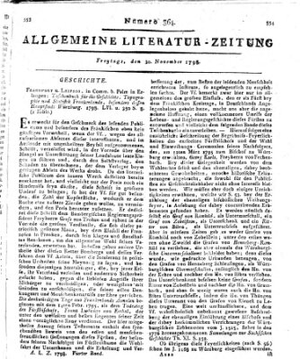 Allgemeine Literatur-Zeitung (Literarisches Zentralblatt für Deutschland) Freitag 30. November 1798