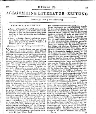 Allgemeine Literatur-Zeitung (Literarisches Zentralblatt für Deutschland) Dienstag 4. Dezember 1798