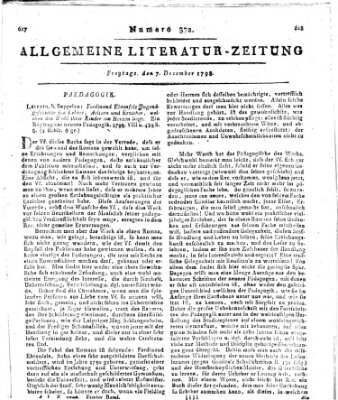 Allgemeine Literatur-Zeitung (Literarisches Zentralblatt für Deutschland) Freitag 7. Dezember 1798