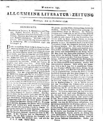 Allgemeine Literatur-Zeitung (Literarisches Zentralblatt für Deutschland) Montag 17. Dezember 1798