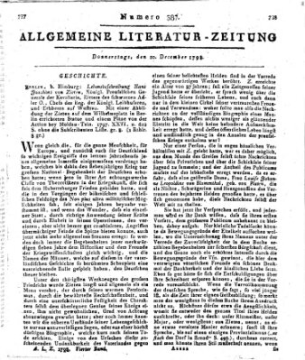 Allgemeine Literatur-Zeitung (Literarisches Zentralblatt für Deutschland) Donnerstag 20. Dezember 1798