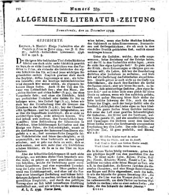 Allgemeine Literatur-Zeitung (Literarisches Zentralblatt für Deutschland) Samstag 22. Dezember 1798