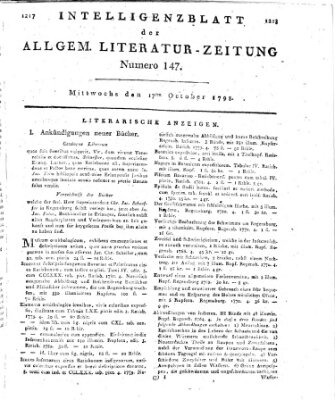 Allgemeine Literatur-Zeitung (Literarisches Zentralblatt für Deutschland) Mittwoch 17. Oktober 1798